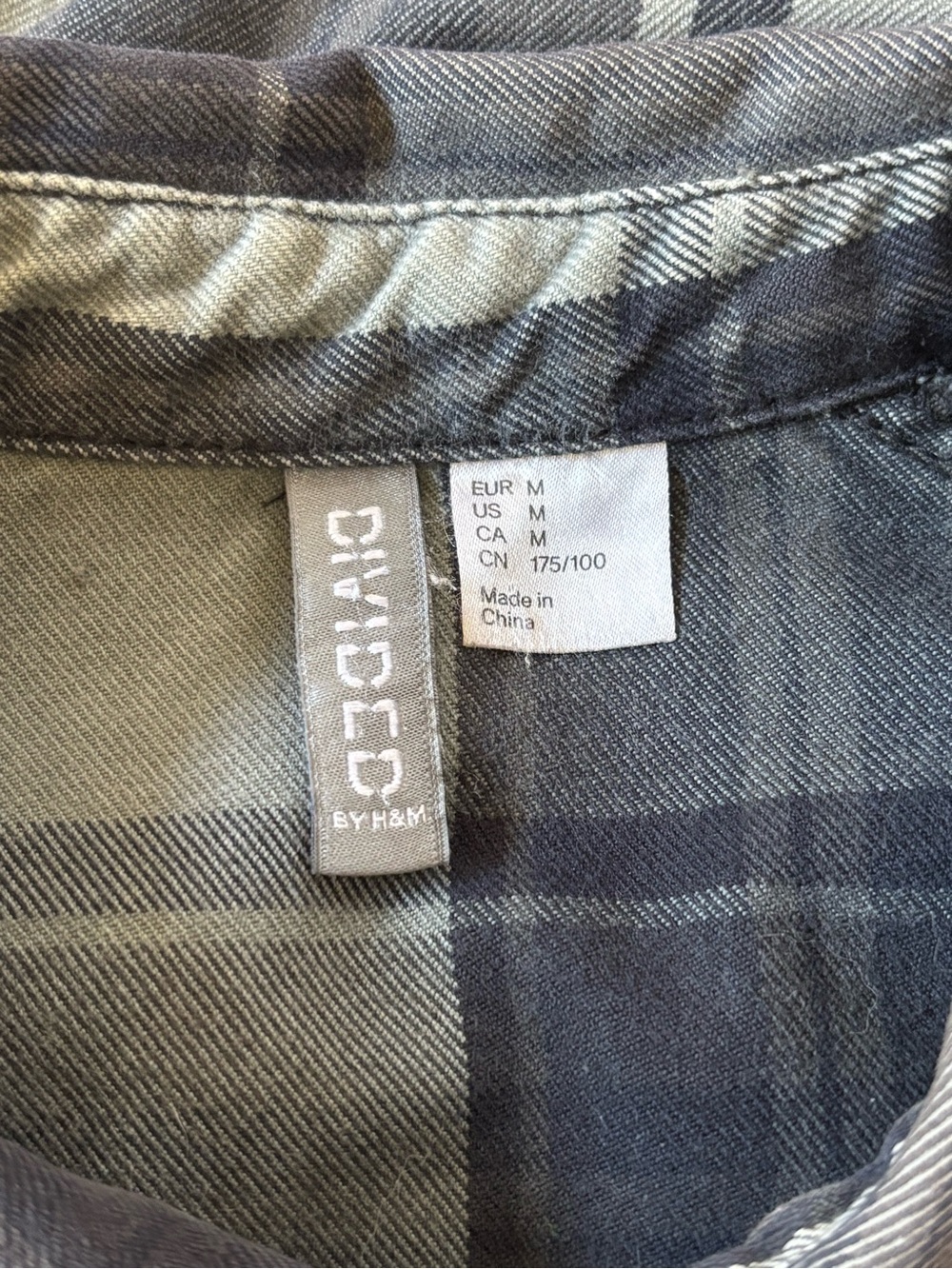 H&M DIVIDED Olive Plaid Western Utility Streetwear 100% Cotton Button-down Shirt - Picture 9 of 16
